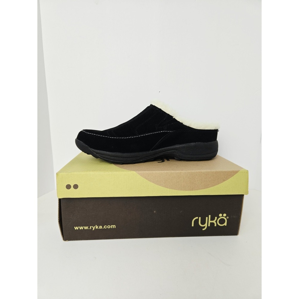 Ryka Womens Winter Clog slip on Sherpa NEW black sz 11 012289